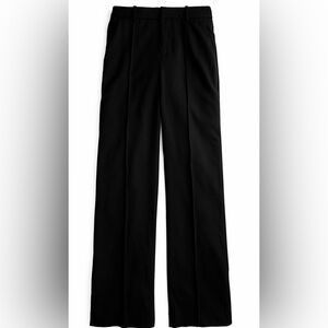 J.Crew Black Wool Flannel Full Length Trousers Classic Tailored Wide Leg Size 4